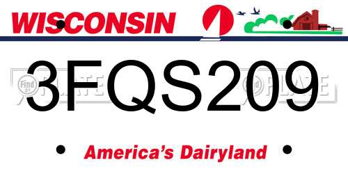 3FQS209 Wisconsin License Plate