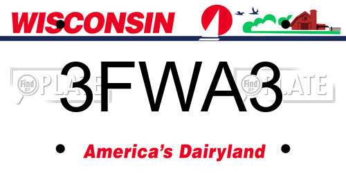 3FWA3 Wisconsin License Plate