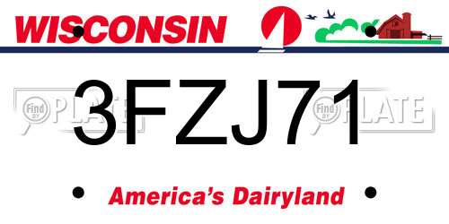 3FZJ71 Wisconsin License Plate