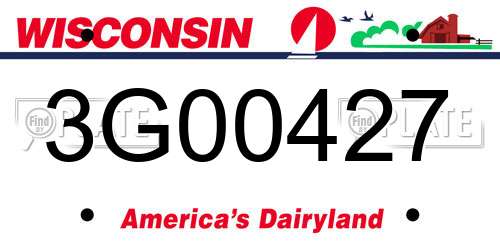 3G00427 Wisconsin License Plate