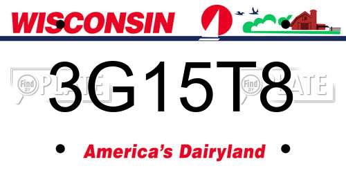 3G15T8 Wisconsin License Plate