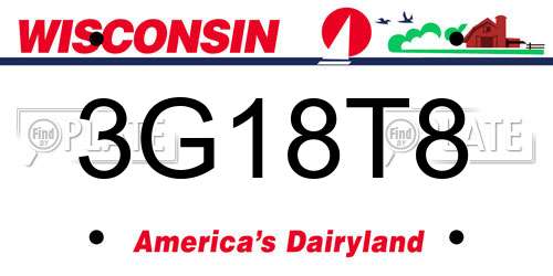 3G18T8 Wisconsin License Plate