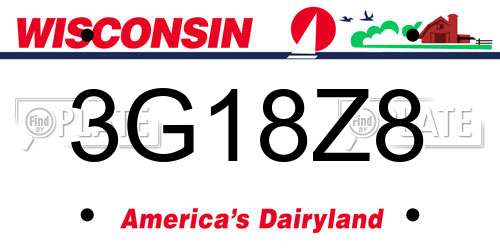 3G18Z8 Wisconsin License Plate