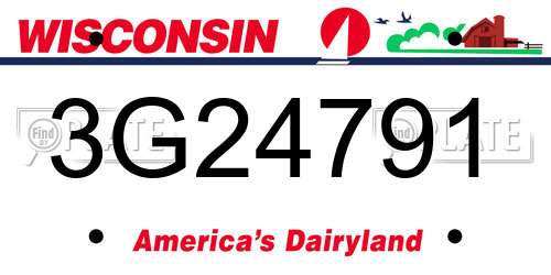 3G24791 Wisconsin License Plate