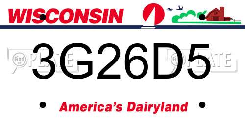 3G26D5 Wisconsin License Plate