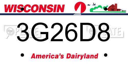 3G26D8 Wisconsin License Plate
