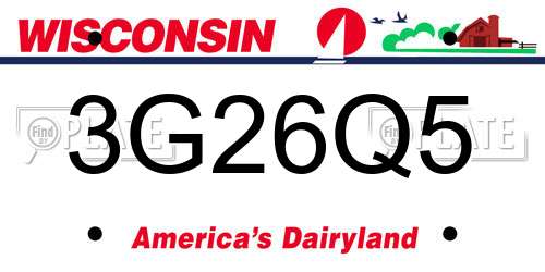 3G26Q5 Wisconsin License Plate
