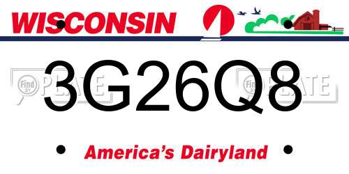 3G26Q8 Wisconsin License Plate