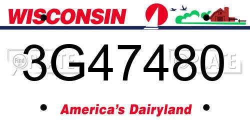 3G47480 Wisconsin License Plate
