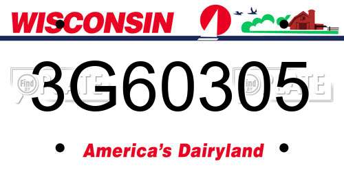 3G60305 Wisconsin License Plate