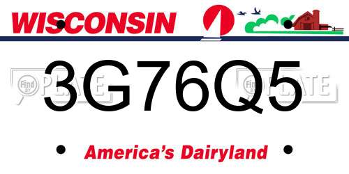 3G76Q5 Wisconsin License Plate