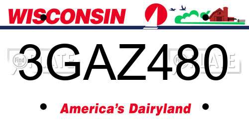3GAZ480 Wisconsin License Plate