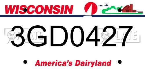 3GD0427 Wisconsin License Plate