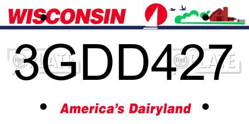 3GDD427 Wisconsin License Plate