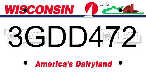 3GDD472 Wisconsin License Plate