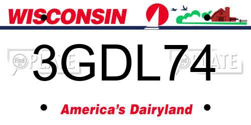 3GDL74 Wisconsin License Plate