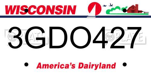 3GDO427 Wisconsin License Plate