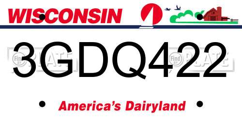 3GDQ422 Wisconsin License Plate