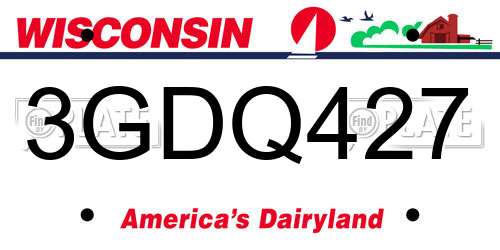 3GDQ427 Wisconsin License Plate
