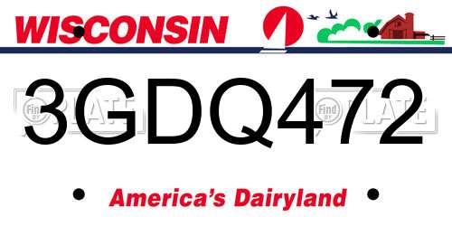 3GDQ472 Wisconsin License Plate