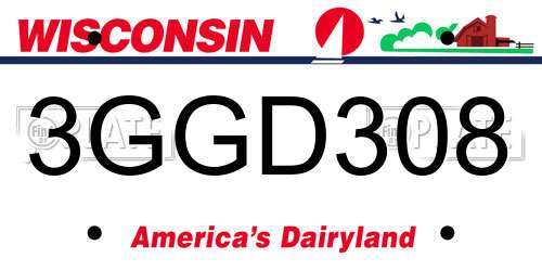 3GGD308 Wisconsin License Plate