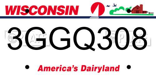 3GGQ308 Wisconsin License Plate