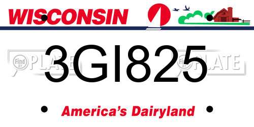 3GI825 Wisconsin License Plate