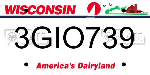 3GIO739 Wisconsin License Plate