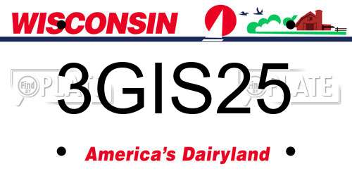 3GIS25 Wisconsin License Plate