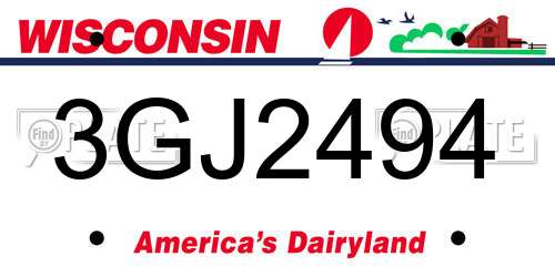 3GJ2494 Wisconsin License Plate