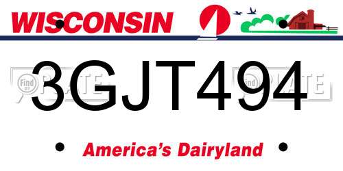 3GJT494 Wisconsin License Plate