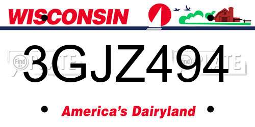 3GJZ494 Wisconsin License Plate