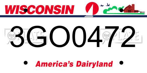 3GO0472 Wisconsin License Plate
