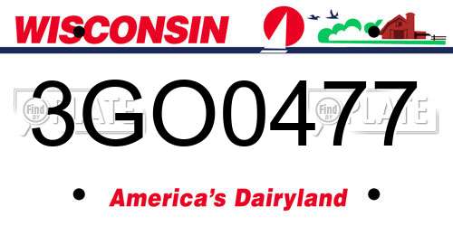 3GO0477 Wisconsin License Plate