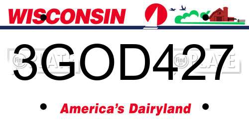 3GOD427 Wisconsin License Plate