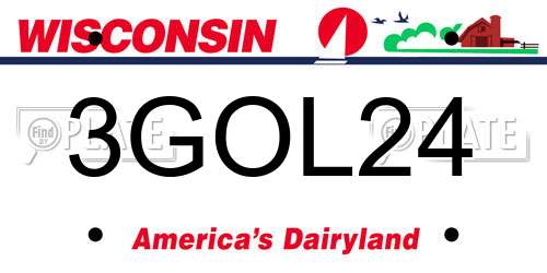 3GOL24 Wisconsin License Plate