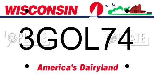 3GOL74 Wisconsin License Plate