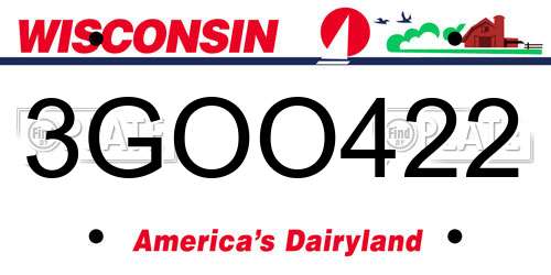 3GOO422 Wisconsin License Plate