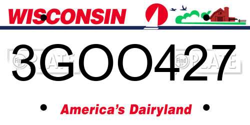 3GOO427 Wisconsin License Plate