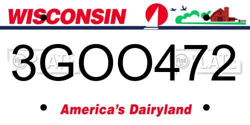 3GOO472 Wisconsin License Plate