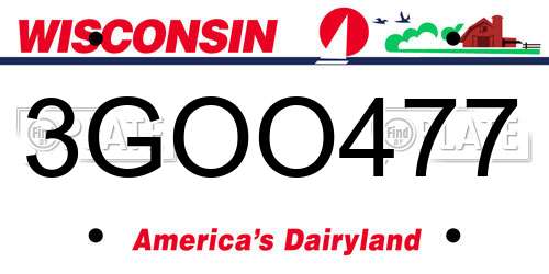3GOO477 Wisconsin License Plate