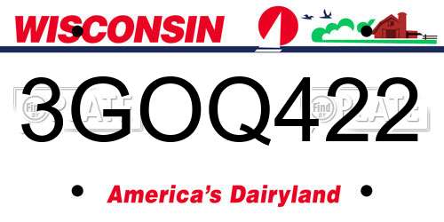 3GOQ422 Wisconsin License Plate