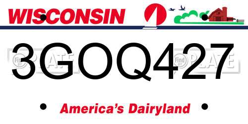 3GOQ427 Wisconsin License Plate