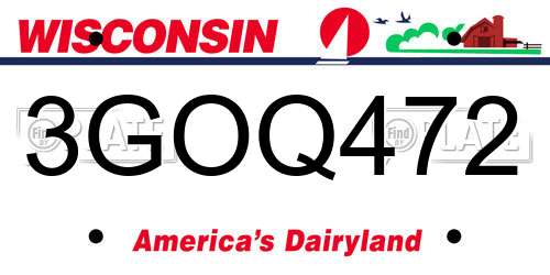 3GOQ472 Wisconsin License Plate