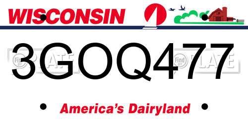 3GOQ477 Wisconsin License Plate