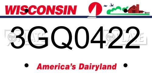 3GQ0422 Wisconsin License Plate