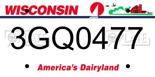 3GQ0477 Wisconsin License Plate