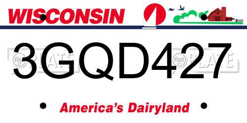 3GQD427 Wisconsin License Plate