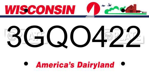 3GQO422 Wisconsin License Plate