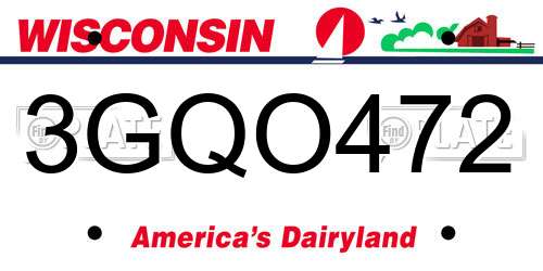 3GQO472 Wisconsin License Plate